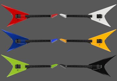 Heavy metal elektrik gitar çeşitli renklerde