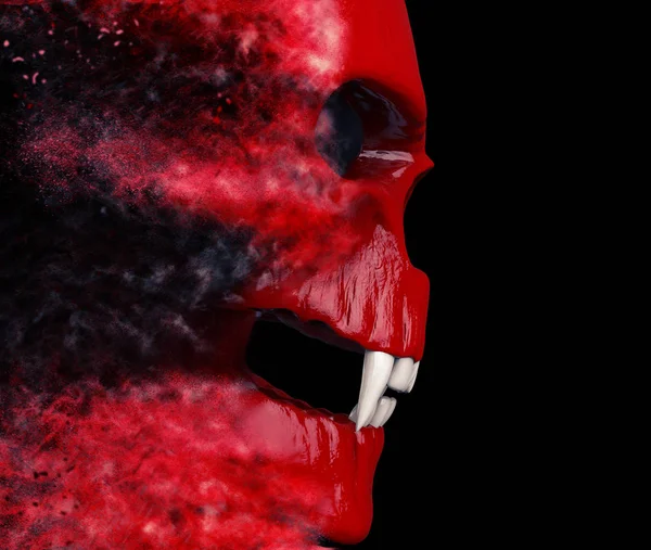 Red vampire skull - particle effect - 3D Illustration