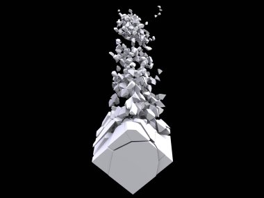 Fractured and shattered white cube clipart