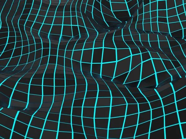Abstraktes Niedriges Polygon Digitale Wellen Blau Glühendes Licht — Stockfoto