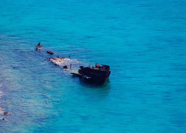 Old Sunken Ship Balos Beach Crete Greece — Stock Photo, Image