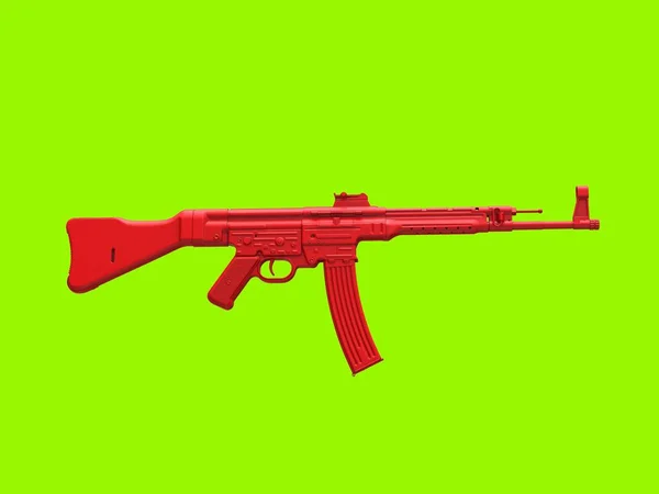 Red Assault Machine Gun Green Background — Stock Photo, Image