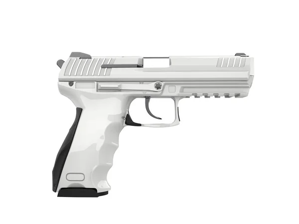 Białe Pół Nowoczesny Automatyczny Pistolet Widok Boku — Zdjęcie stockowe