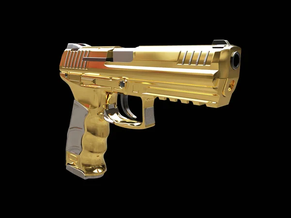 Pistola Moderna Semiautomática Oro — Foto de Stock