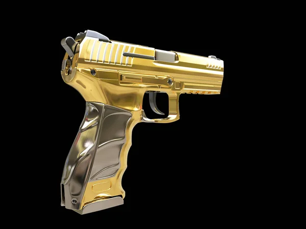 Złote Semi Automatyczne Nowoczesny Pistolet — Zdjęcie stockowe