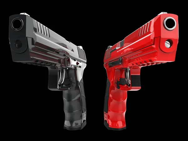 Noir Rouge Brillant Nouveaux Pistolets Semi Automatiques — Photo