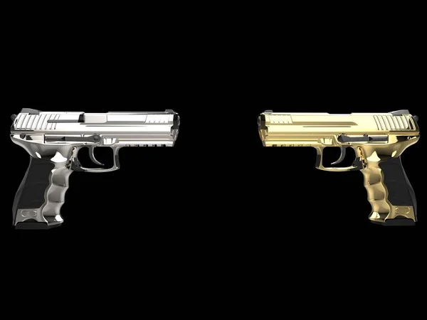 Altın Platin Modern Yarı Otomatik Silah Dönük — Stok fotoğraf
