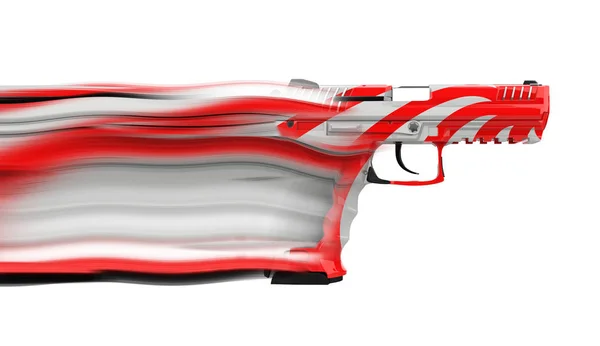 Pistola Semi Automática Moderna Vermelha Branca Trilhas Movimento — Fotografia de Stock