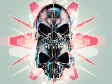 İki kafatasları-modern sanat illüstrasyon