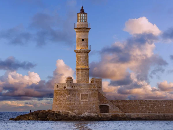 Güzel Chania Deniz Feneri Girit Yunanistan — Stok fotoğraf