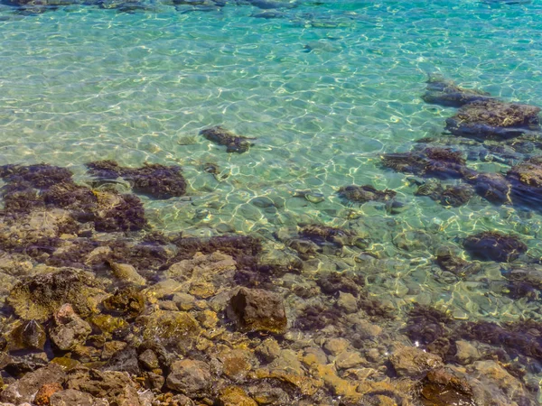 Agua Cristalina Azul Costa Rocosa — Foto de Stock