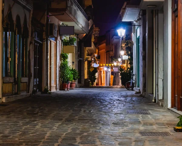 Empty back street at night  in the old part of Mediterranean town