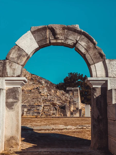 Philippi Amfitiyatrosu Kalıntıları Antik Taş Portal Yunanistan — Stok fotoğraf