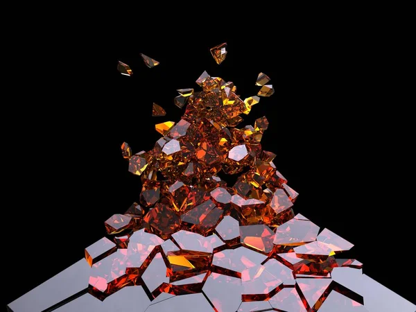 Amber Crystals Shattering Many Pieces — Stock Photo, Image