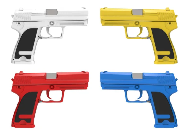 Pistolas Modernas Pistolas Mano Varios Colores — Foto de Stock