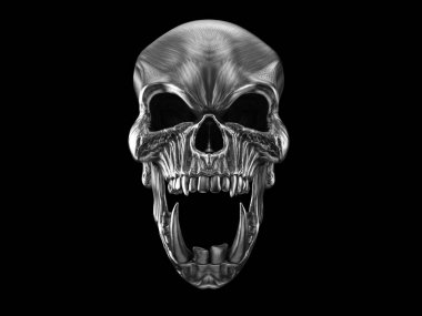 Büyük alt dişleri ile çığlık metal ork kafatası