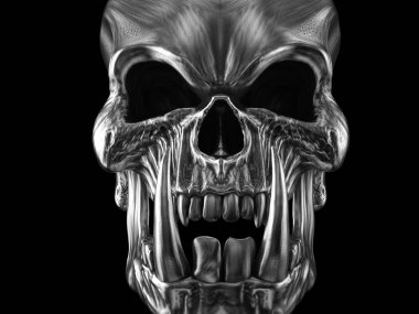 Büyük keskin dişleri ile Demon orc kafatası - closeup atış