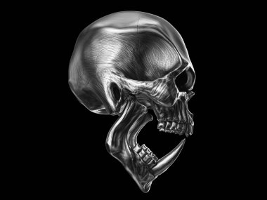 Keskin dişleri ile çığlık iblis orc ağır metal kafatası - yan görünüm