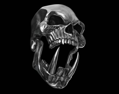 Keskin dişleri ile çığlık iblis orc heavy metal kafatası
