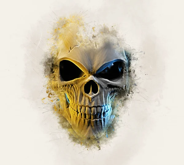Angry Skull Grunge Style Illustration — стоковое фото