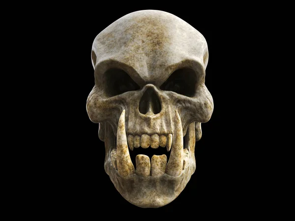 Crâne Démon Décomposition Avec Grandes Dents Inférieures Pointues — Photo