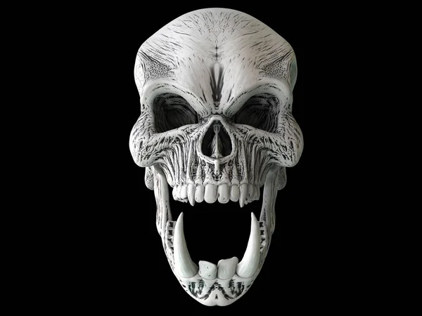 White Angry Demon Skull Big Sharp Lower Teeth — 스톡 사진