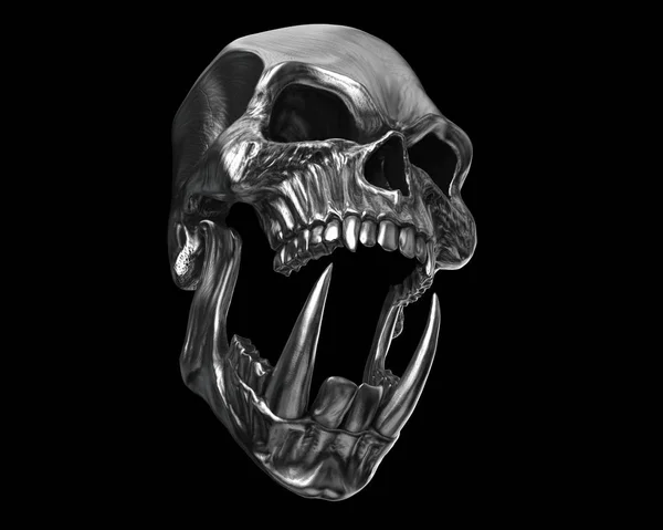 Νεκροκέφαλη Δαίμονας Ορκ Βαρύ Μεταλλικό Κρανίο Αιχμηρά Δόντια — Φωτογραφία Αρχείου