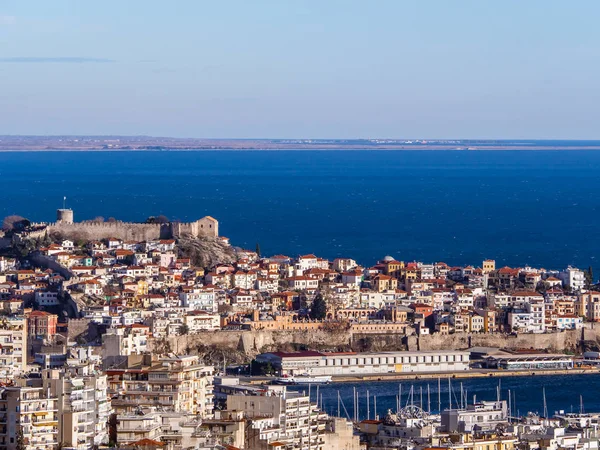 Kavala Kalesi Limanına Bakan Kavala Yunanistan — Stok fotoğraf