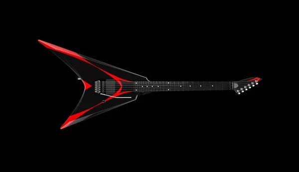 Guitare Électrique Noire Heavy Metal Avec Rayures Rouges Personnalisées — Photo