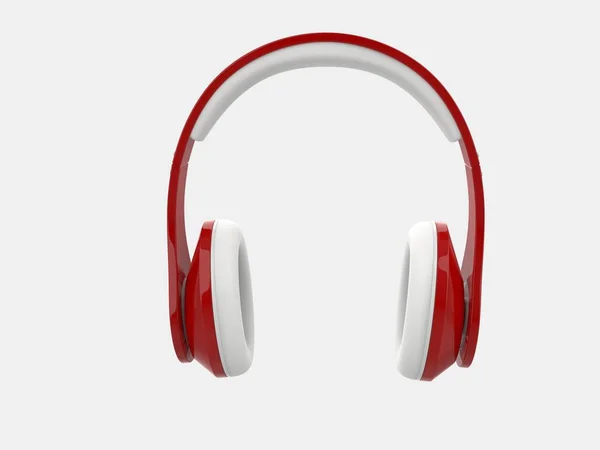 Modern Red Wireless Headphones White Ear Pads Details Front View — Stock Photo, Image