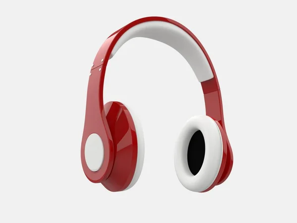 Modern Red Wireless Headphones White Ear Pads Details — Stock Photo, Image