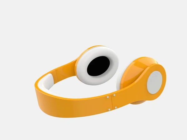 Sun Yellow Modern Wireless Headphones White Details — Stock Photo, Image