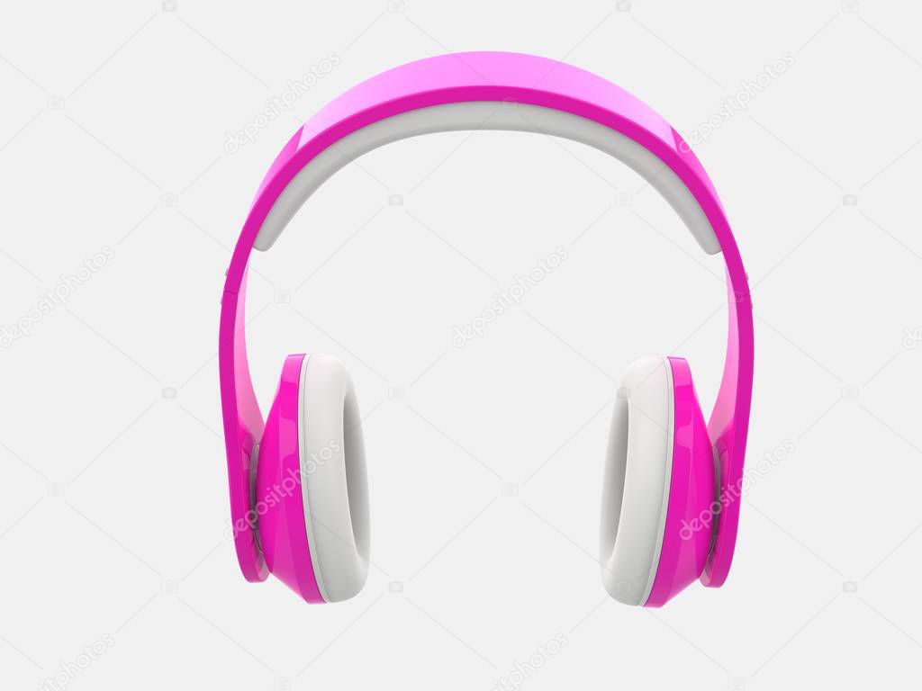 Bright candy pink modern wireless headphones - front view