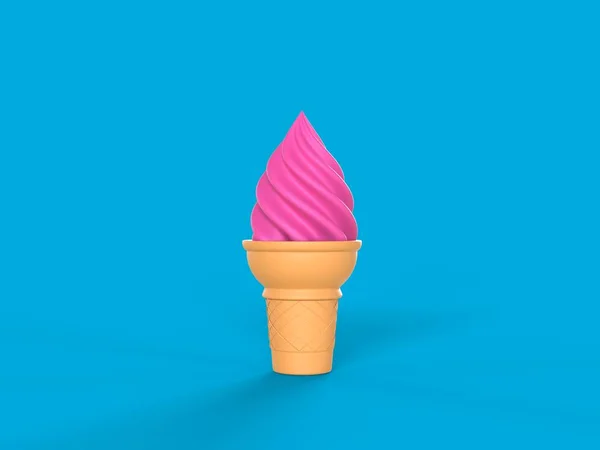 Pink Ice Cream Bright Blue Background Illustration — Stock Photo, Image