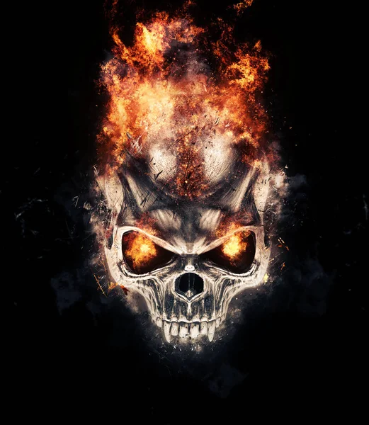 暗い燃える吸血鬼の頭蓋骨 3Dイラスト — ストック写真