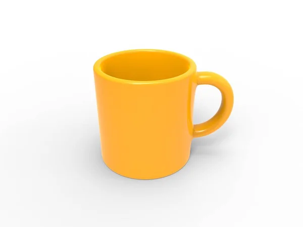 Bright Sun Yellow Coffee Mug Top View Illustration — Stock Photo, Image