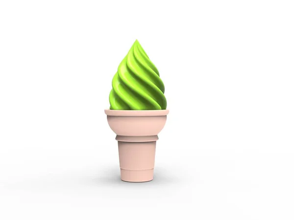 Зеленое Мороженое Маленьком Конусе — стоковое фото