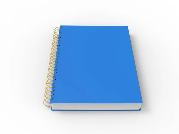 Blue Notebook Golden Spiral Binding — Stock Photo, Image