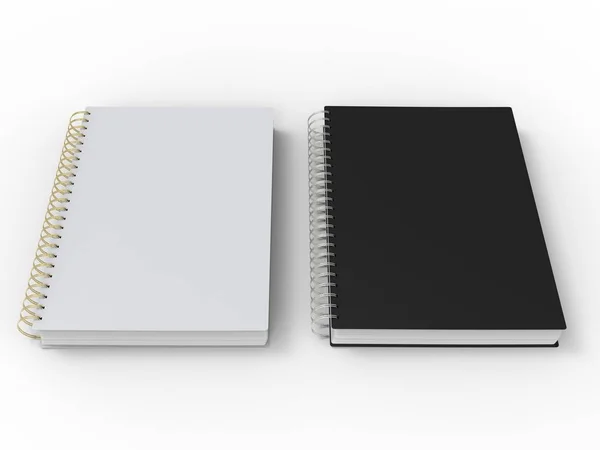 Czarno Białe Notebooki Wiązaniem Spiralnym — Zdjęcie stockowe