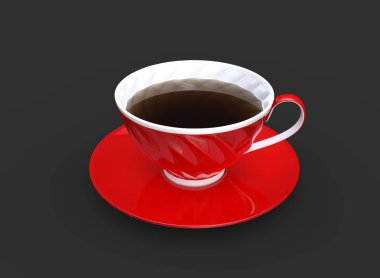 Kırmızı ve beyaz çay fincanı - yukarıdan aşağı görünüm