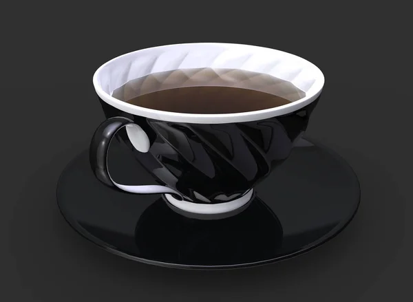 Tasse Tee Schwarze Tasse Mit Weißem Inneren Und Details — Stockfoto