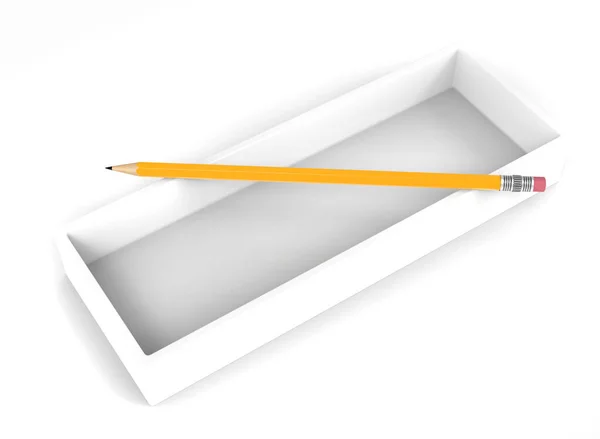 Yellow Graphite Pencil Top Empty Box — Stock Photo, Image