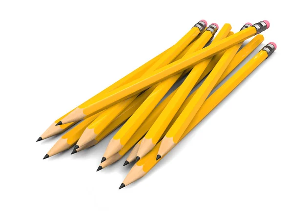 Pack Yellow Pencils Some Erasers Back End — ストック写真