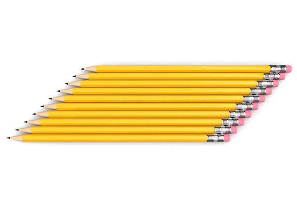 Group Yellow Graphite Pencils Stacked Neatly Side Side — Stock Photo, Image