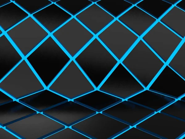 Abstract Geometric Blue Neon Background — Stock Photo, Image