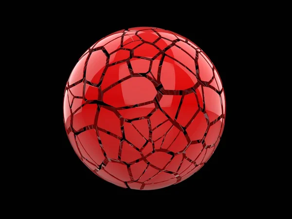 Red Sphere Shattered Hundred Pieces — ストック写真
