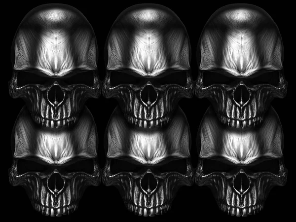 Six Heavy Metal Angry Demon Skulls — Stock Photo, Image