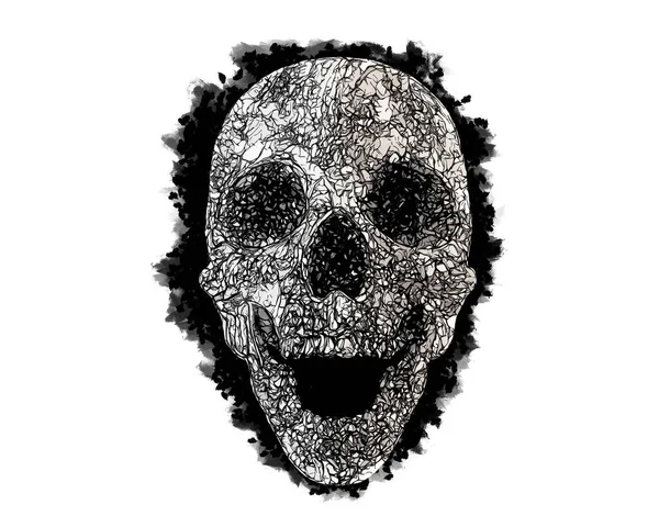 Calavera Dibujada Línea Sobre Fondo Blanco — Foto de Stock