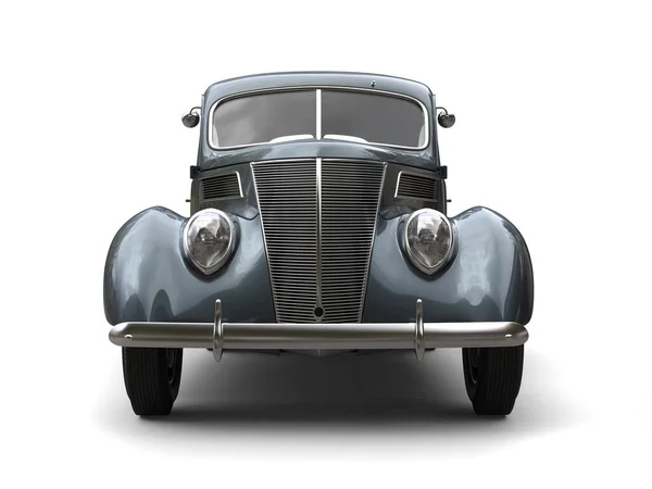 古いヴィンテージダークメタリックブルーの車 フロントビュー — ストック写真