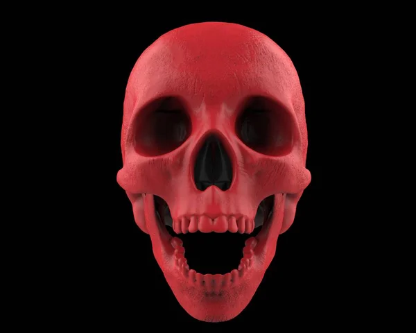 赤い古代の顔の頭蓋骨黒の背景 — ストック写真